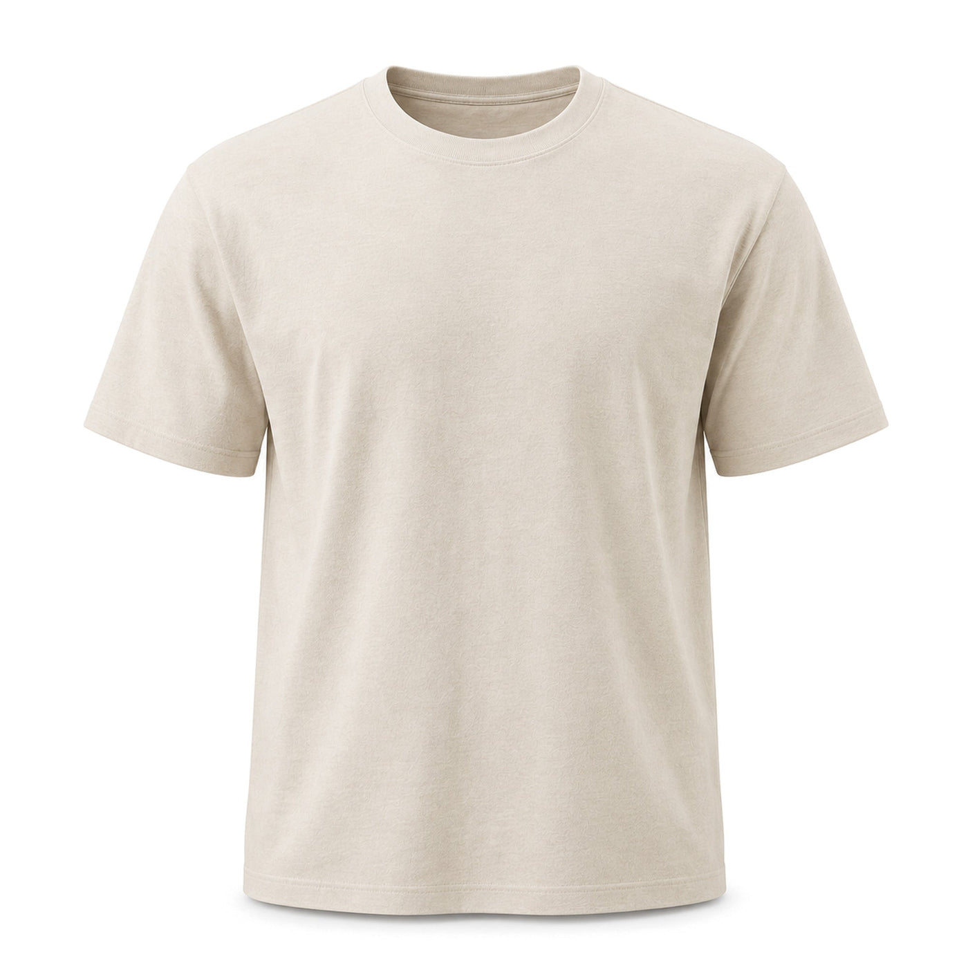 Ecru cotton crew neck t-shirt shown on a form