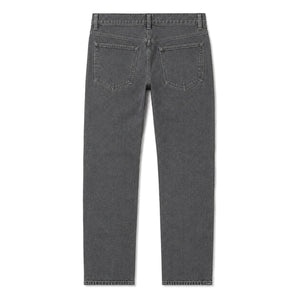 Washed grey straight leg jeans, back, laid flat