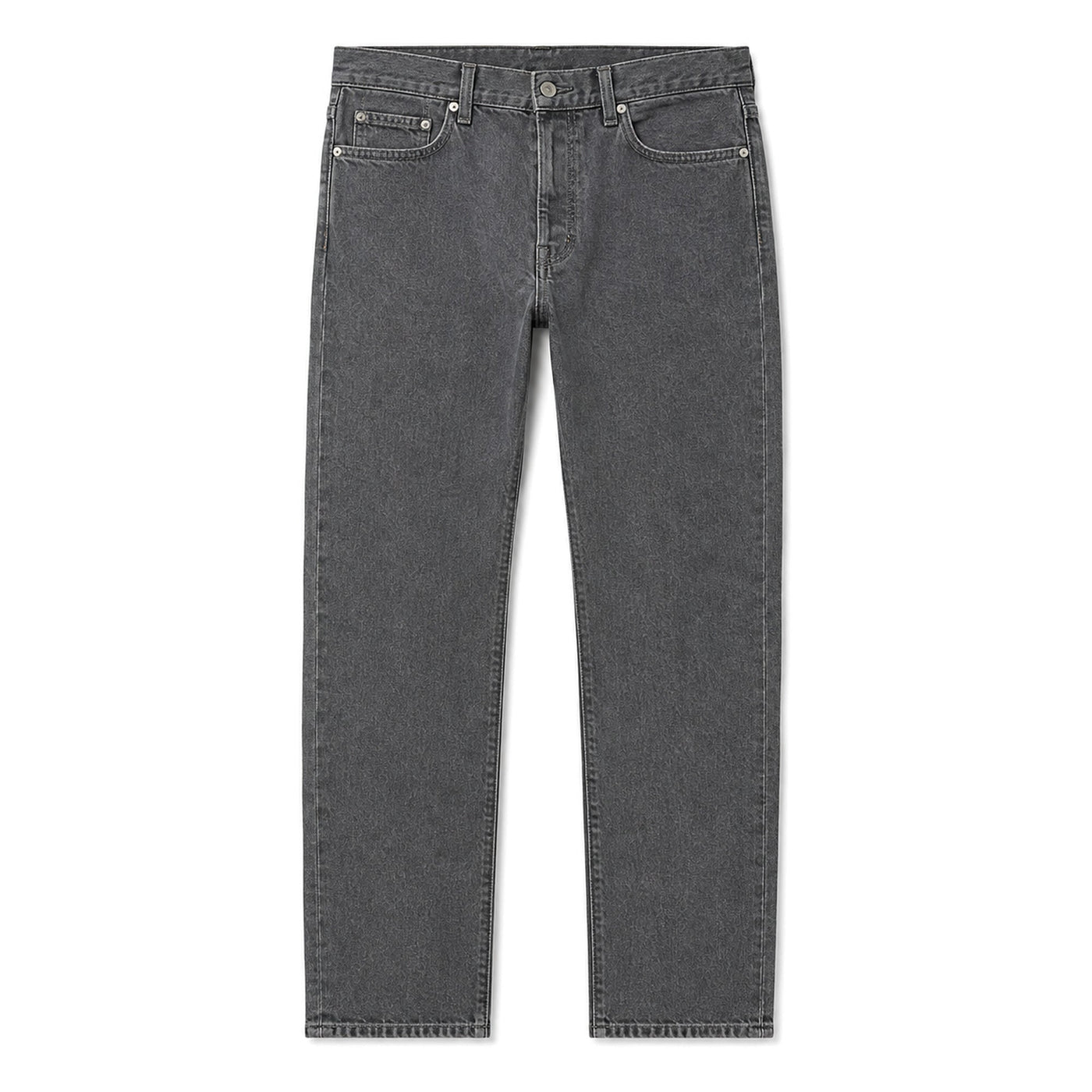 Washed grey straight leg jeans, front, laid flat