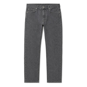Washed grey straight leg jeans, front, laid flat