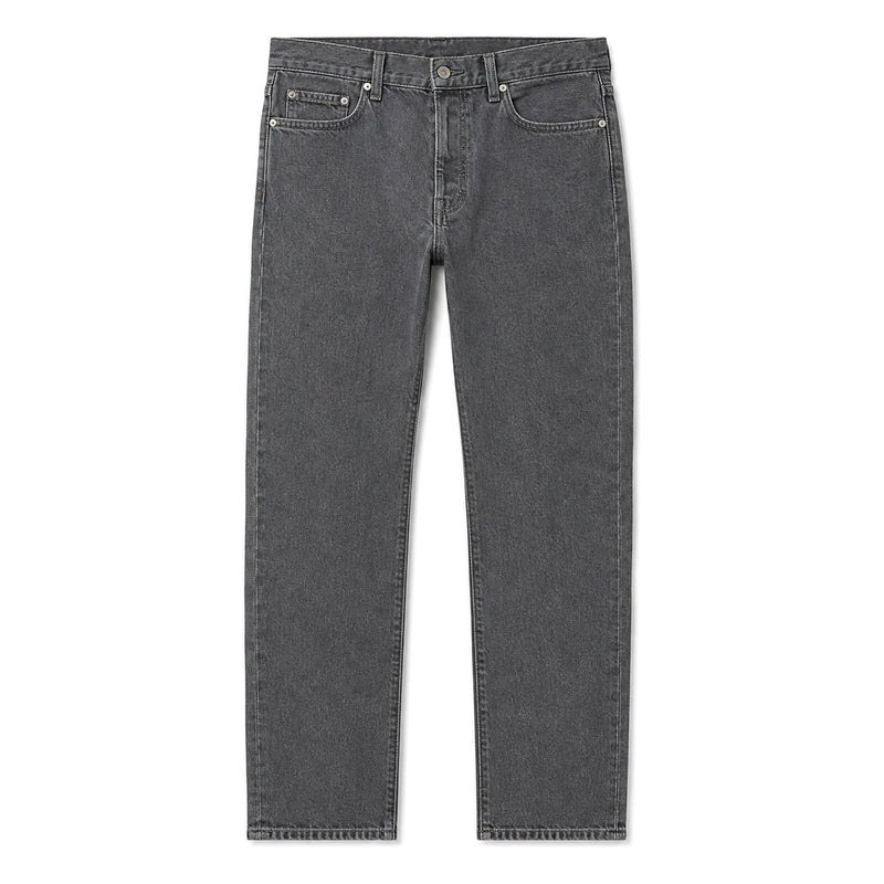 Washed grey straight leg jeans, front, laid flat