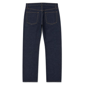 Indigo straight leg jeans, back, laid flat