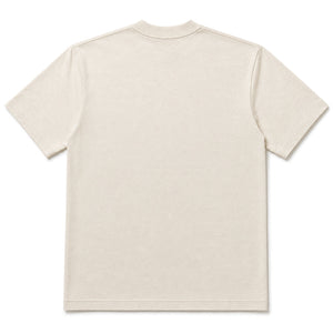 Ecru cotton crew neck t-shirt, back, laid flat